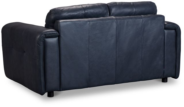 Rowan Navy Leather Loveseat