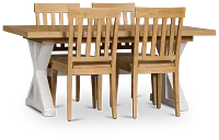 Nantucket Two-tone Rect Table & 4 Wood Chairs