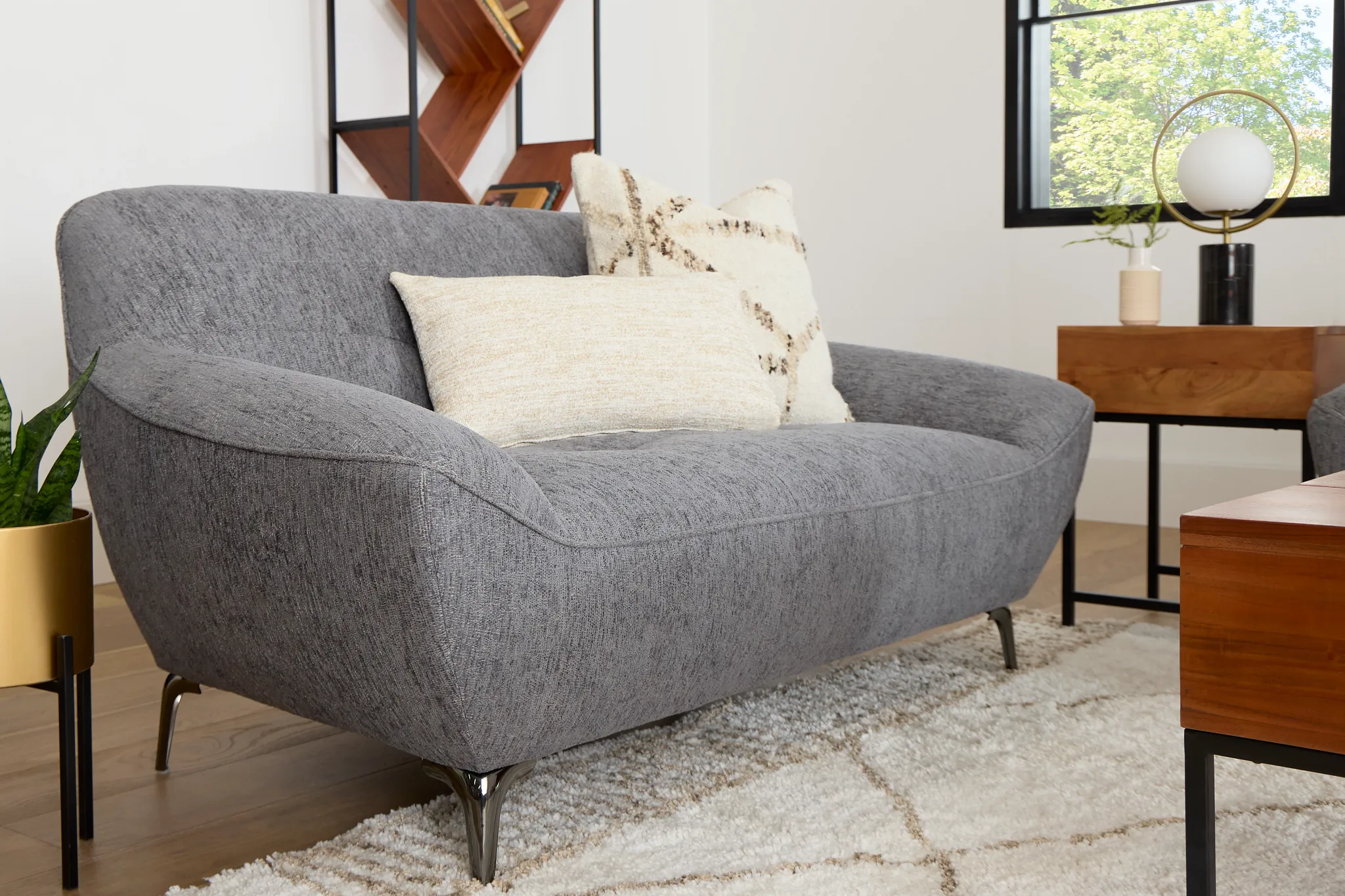 Zoey Dark Gray Fabric Loveseat