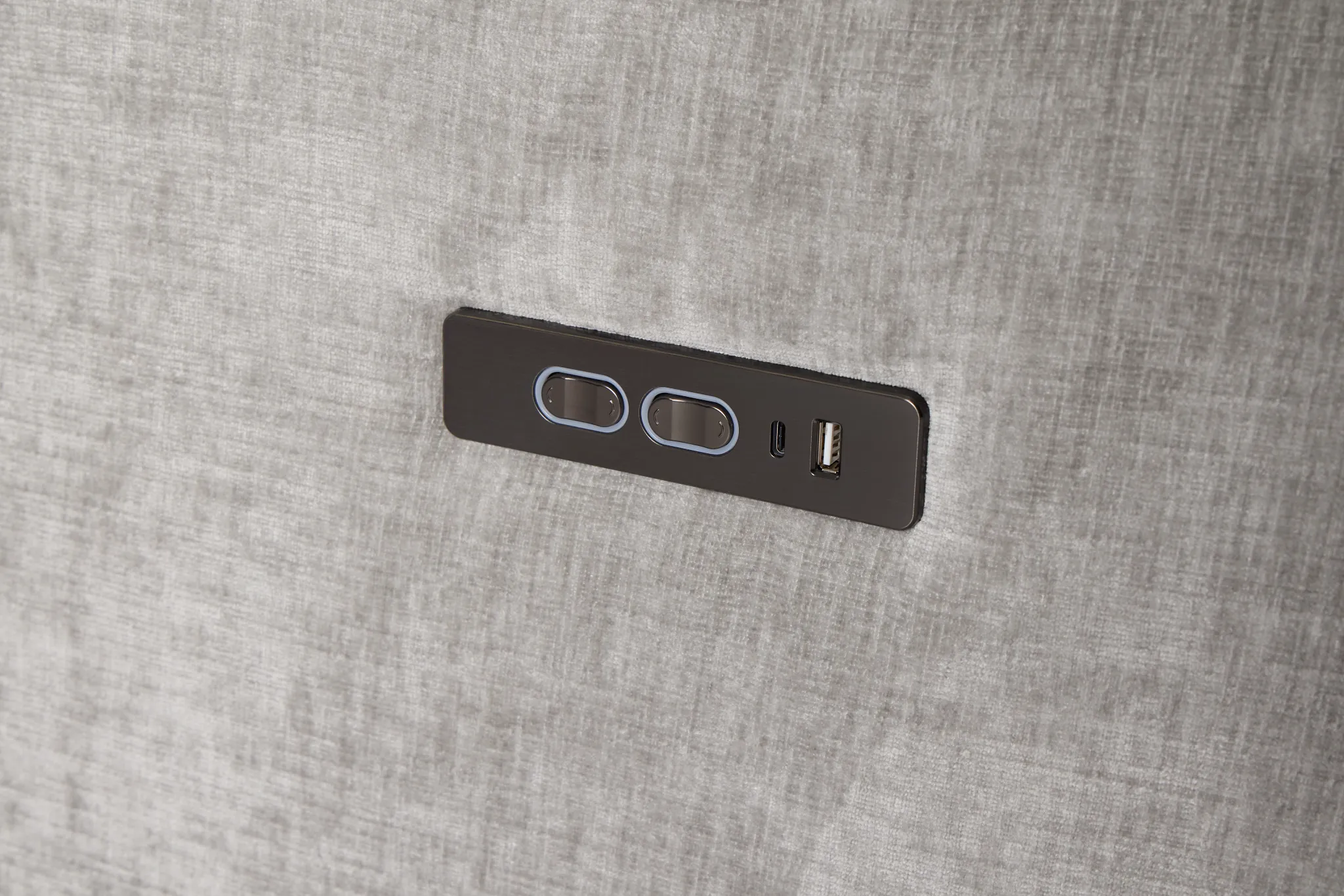 Zuri Gray Velvet Power Recliner With Power Headrest