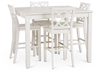 Edgartown White Square High Table & 4 White Wood Barstools