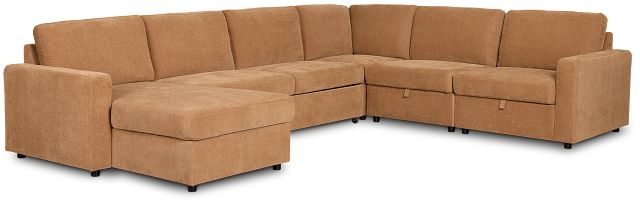 Addie Brown Fabric Medium Left Chaise Storage Sleeper Sectional