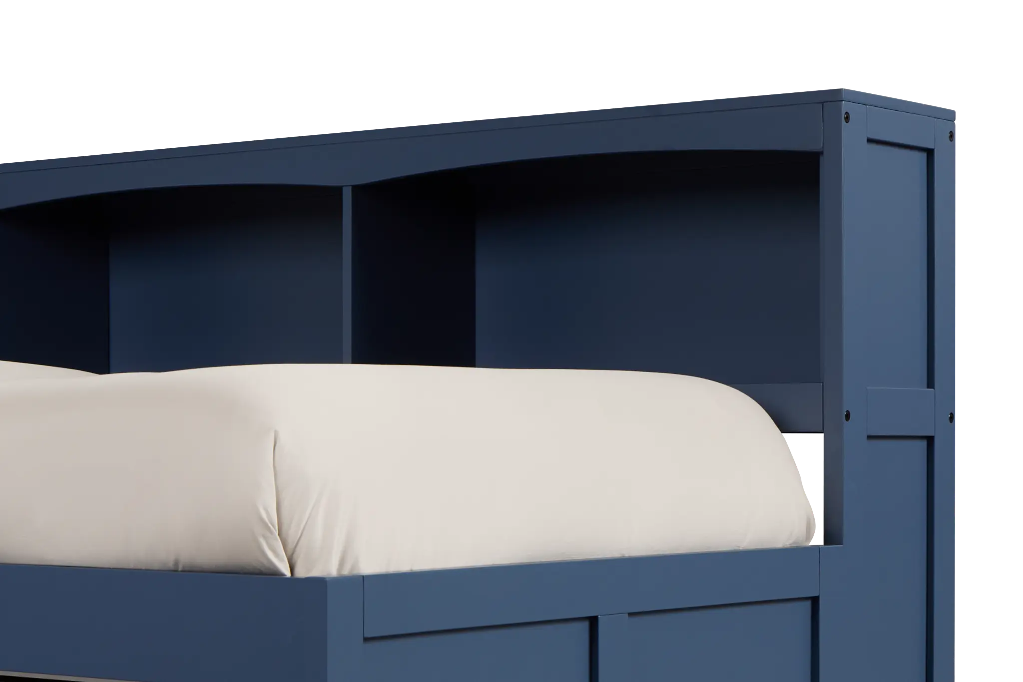 Charleston Dark Blue Corner Bookcase Bed With 2 Storage Drawers Charleston Dark Blue Corner Bookcase Bed With 2 Storage Drawers