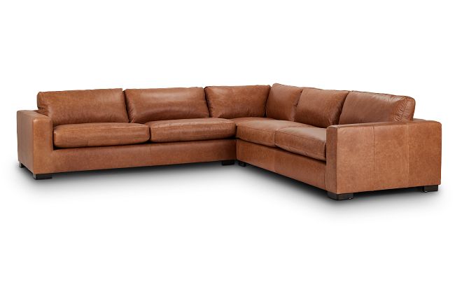 Bohan Brown Leather Large Two-arm Sectional