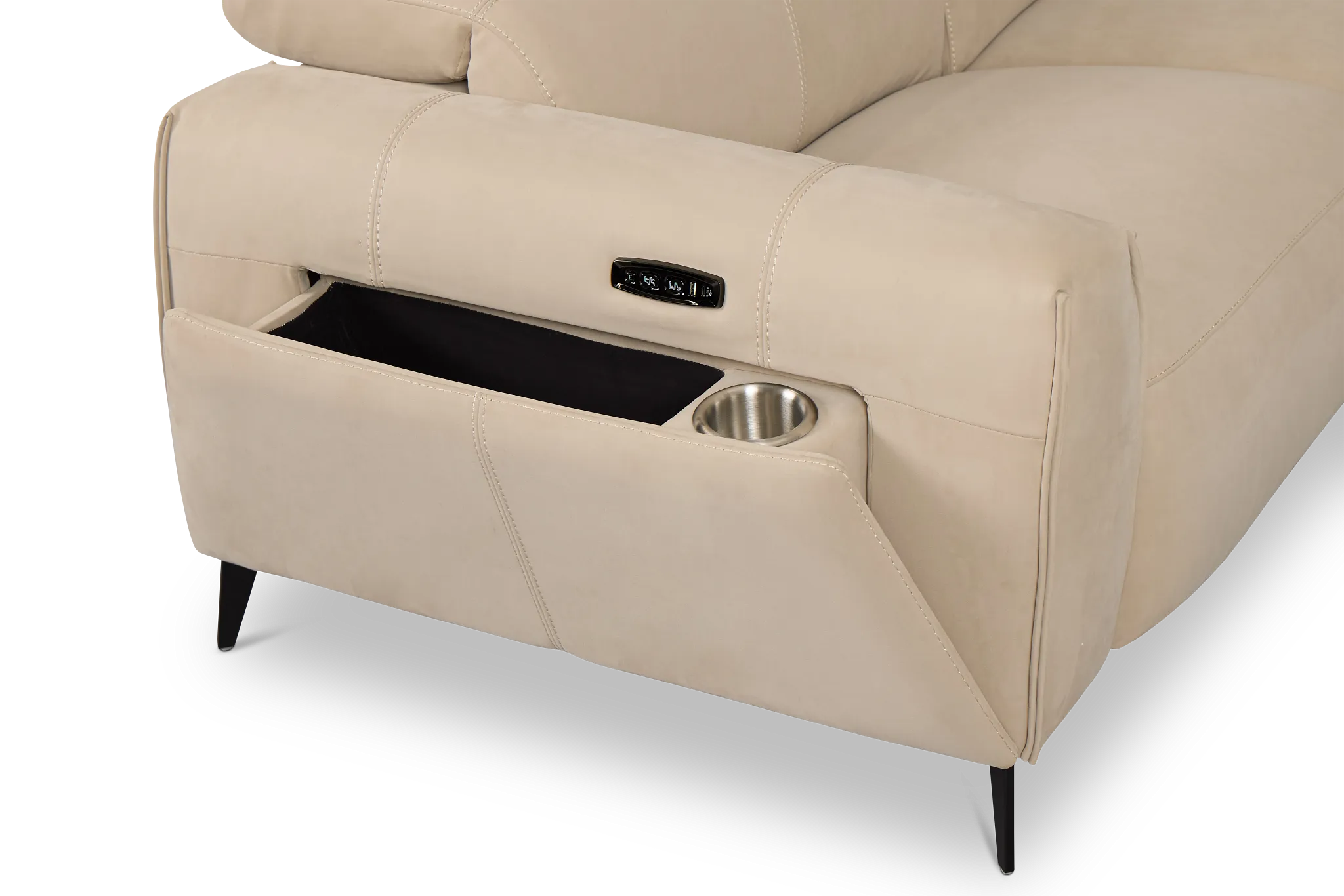 Reyna Beige Micro Power Reclining Loveseat