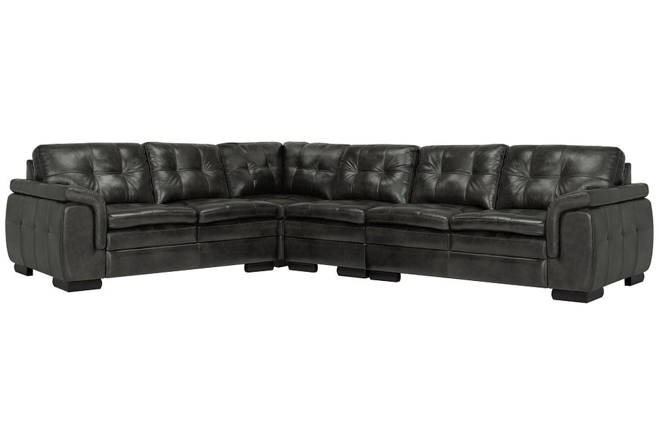 Trevor Dark Gray Leather Large Two Arm Sectional