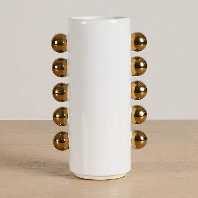 Knobs White Small Vase