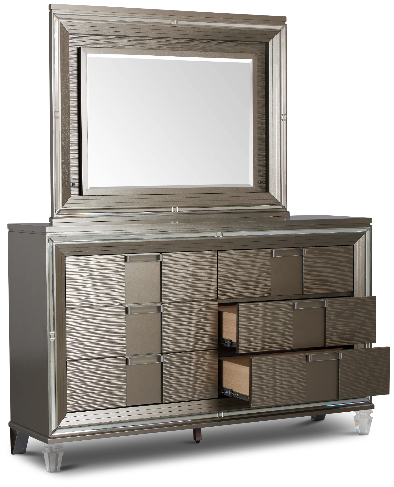 Vegas Gray Dresser & Mirror