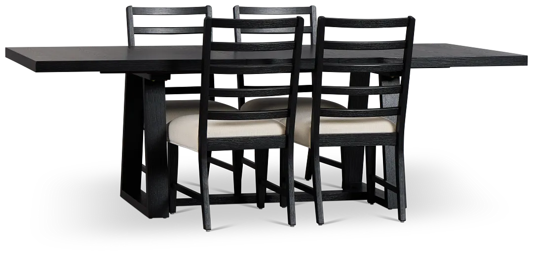 Williamsburg Black Extension Rectangular Table & 4 Upholstered Chairs