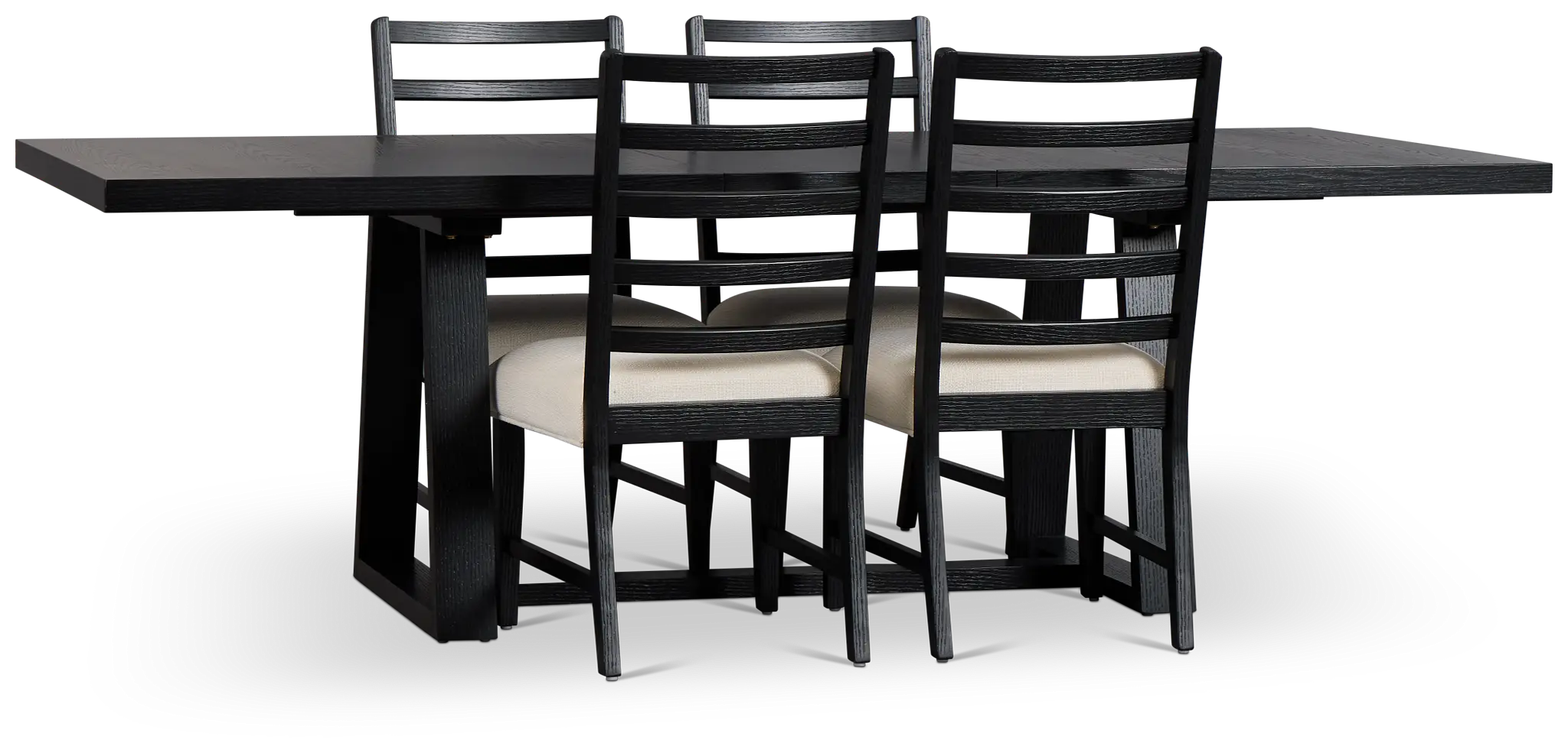 Williamsburg Black Extension Rectangular Table & 4 Upholstered Chairs Williamsburg Black Extension Rectangular Table & 4 Upholstered Chairs