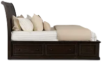 Galveston Dark Tone Sleigh Storage Bed