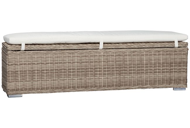 Raleigh White Woven Dining Bench