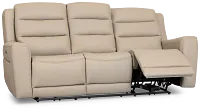 Wilder Taupe Leather Power Reclining Sofa W/ Power Headrest