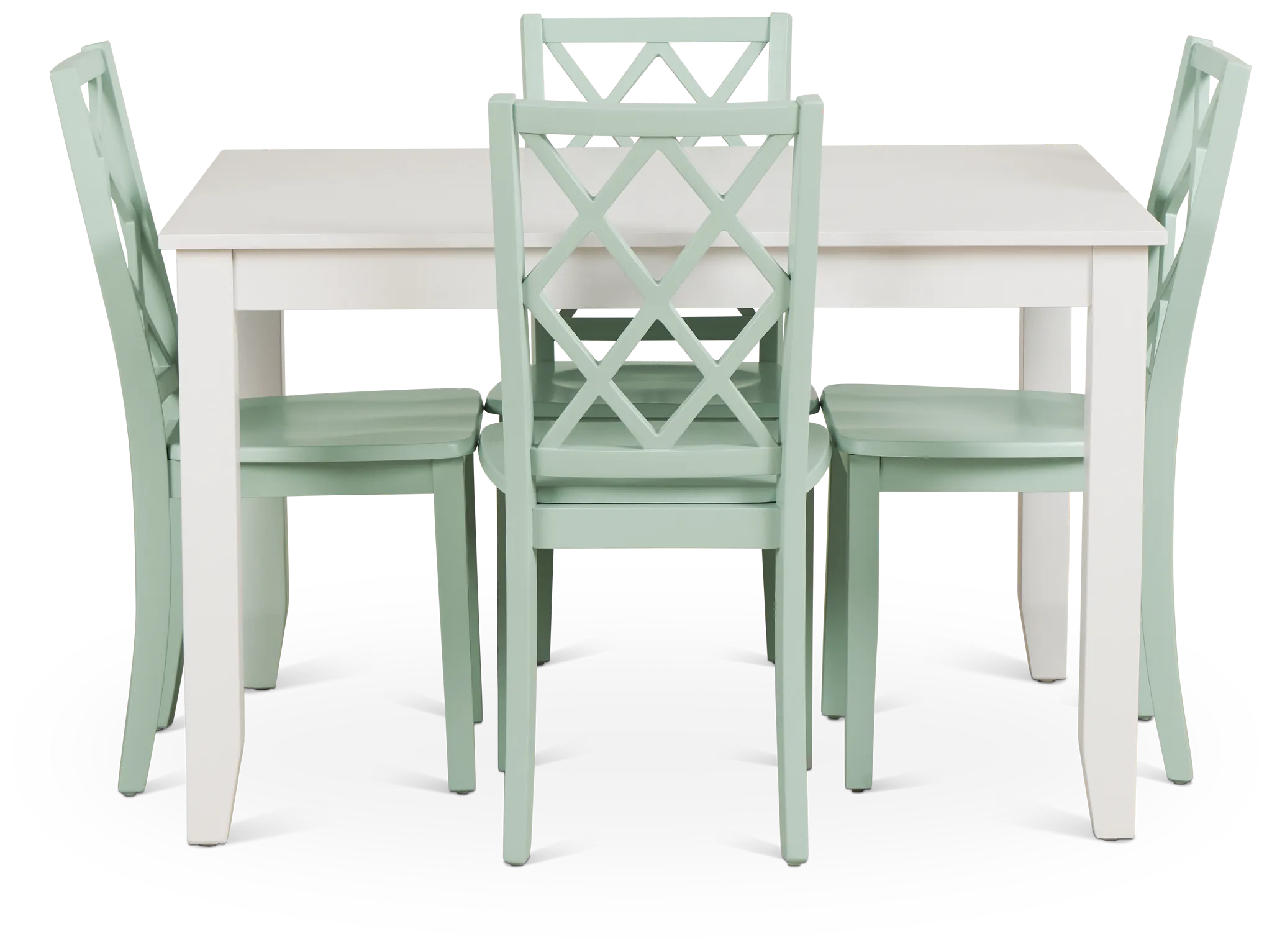 Edgartown White Rect Table & 4 Light Blue Wood Chairs