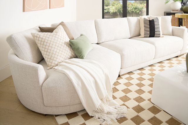 Maeve Light Beige Fabric Left-arm Cuddler Sectional
