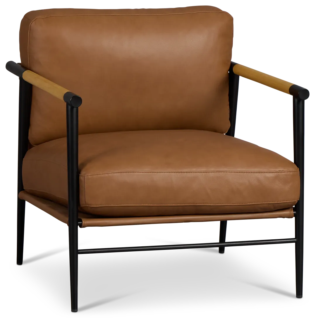 Fiora Light Brown Leather Accent Chair