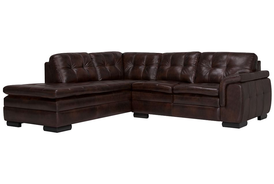 Trevor Dark Brown Leather Small Left, Dark Brown Leather Sectional