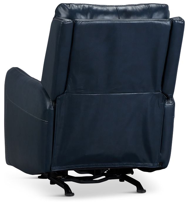Jonas Dark Blue Lthr/vinyl Power Recliner With Heat And Massage
