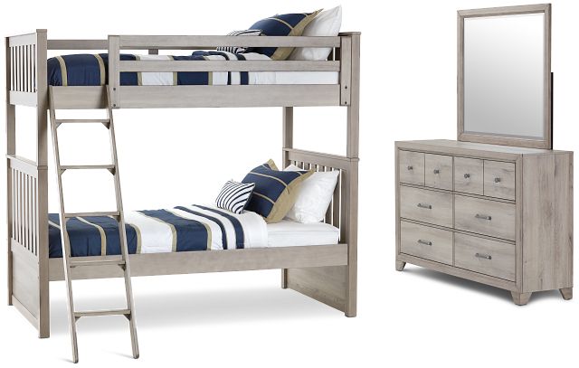 Rivercreek Gray Wood Bunk Bed Bedroom, Wood Bunk Bed Set