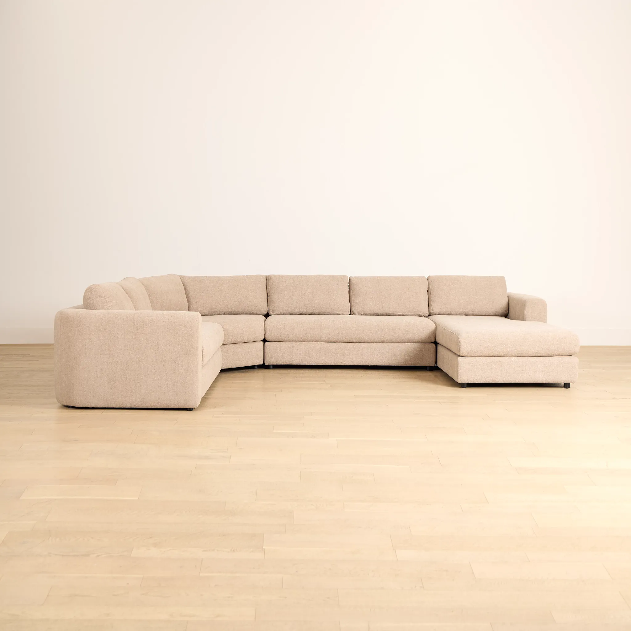 Alma Taupe Fabric Medium Right Chaise Wedge Sectional
