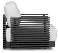 Monterey Black Aluminum Swivel Chair With Light Gray Cushions