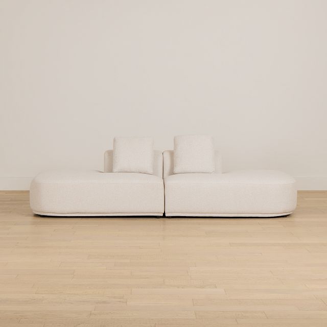 Catalina Beige Fabric 2-piece Modular Sofa