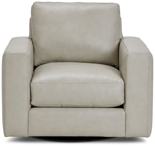 Dawkins Taupe Leather Swivel Chair (2)