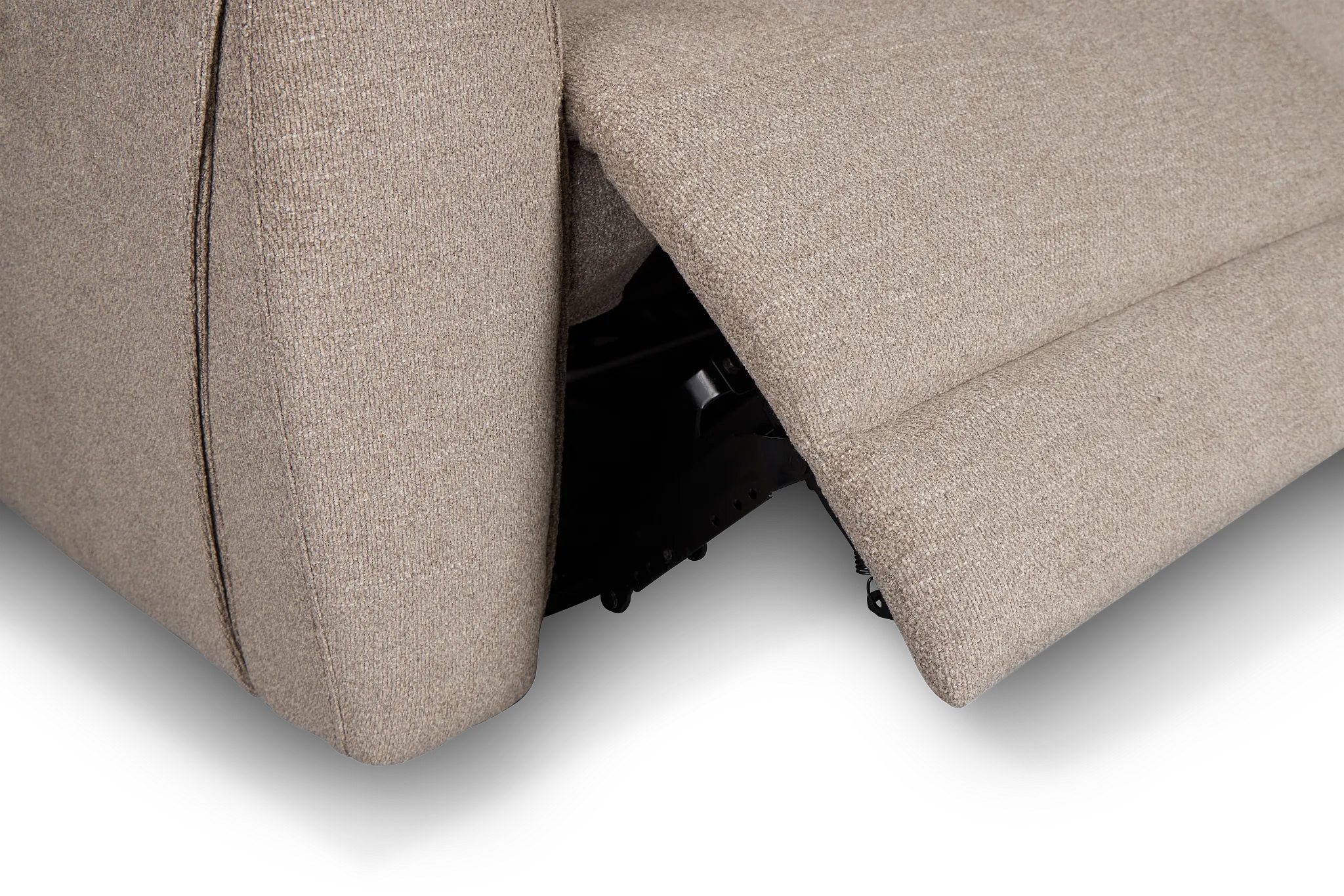 Walker Beige Fabric Large Dual Power Reclining Two-arm Sectional