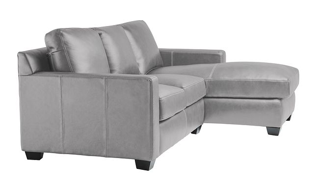 Carson Gray Leather Right Chaise Sectional