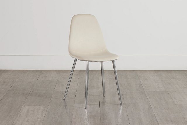 Havana Ivory Velvet Upholstered Side Chair W/ Chrome Legs