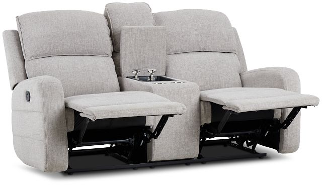 Piper Gray Fabric Reclining Console Loveseat
