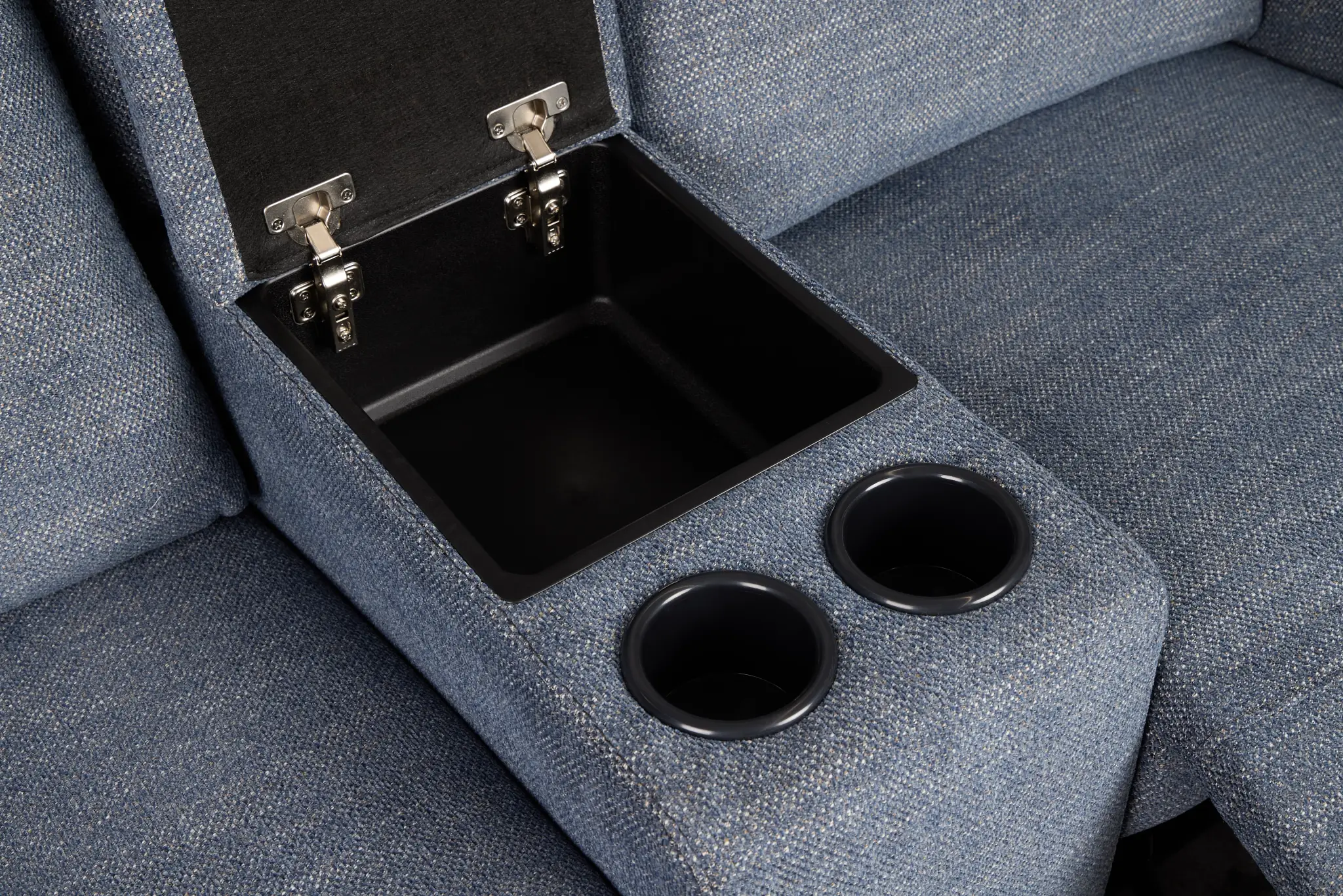 Walker Blue Fabric Power Reclining Console Loveseat W/ Power Headrest Walker Blue Fabric Power Reclining Console Loveseat W/ Power Headrest