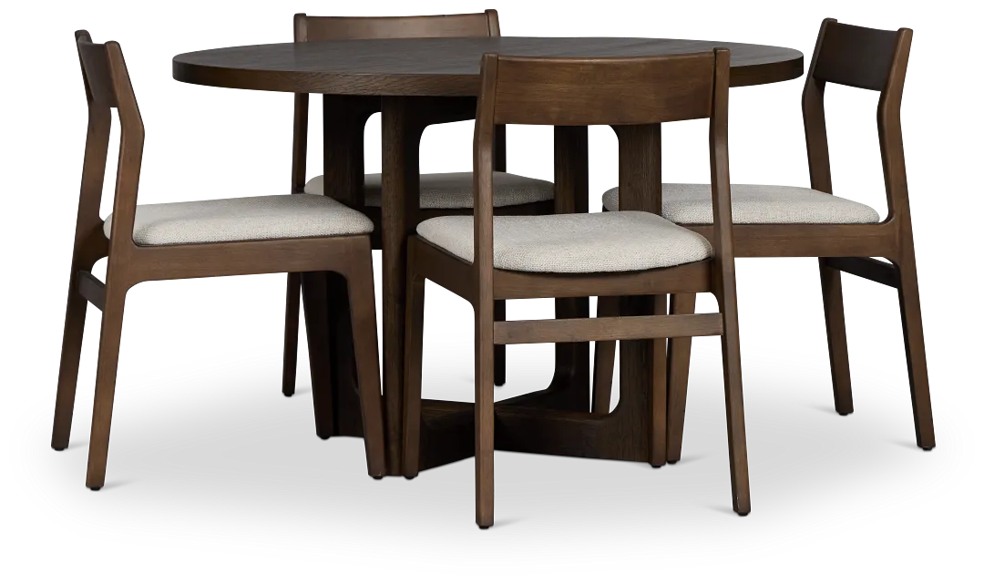 Santorini Dark Tone Round Table & 4 Curved Chairs