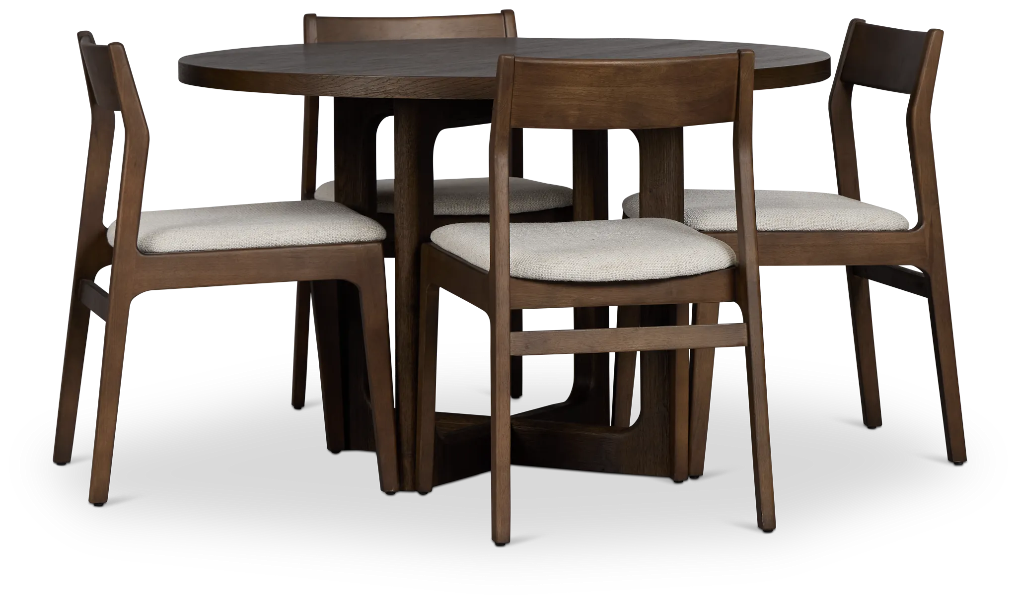 Santorini Dark Tone Round Table & 4 Curved Chairs