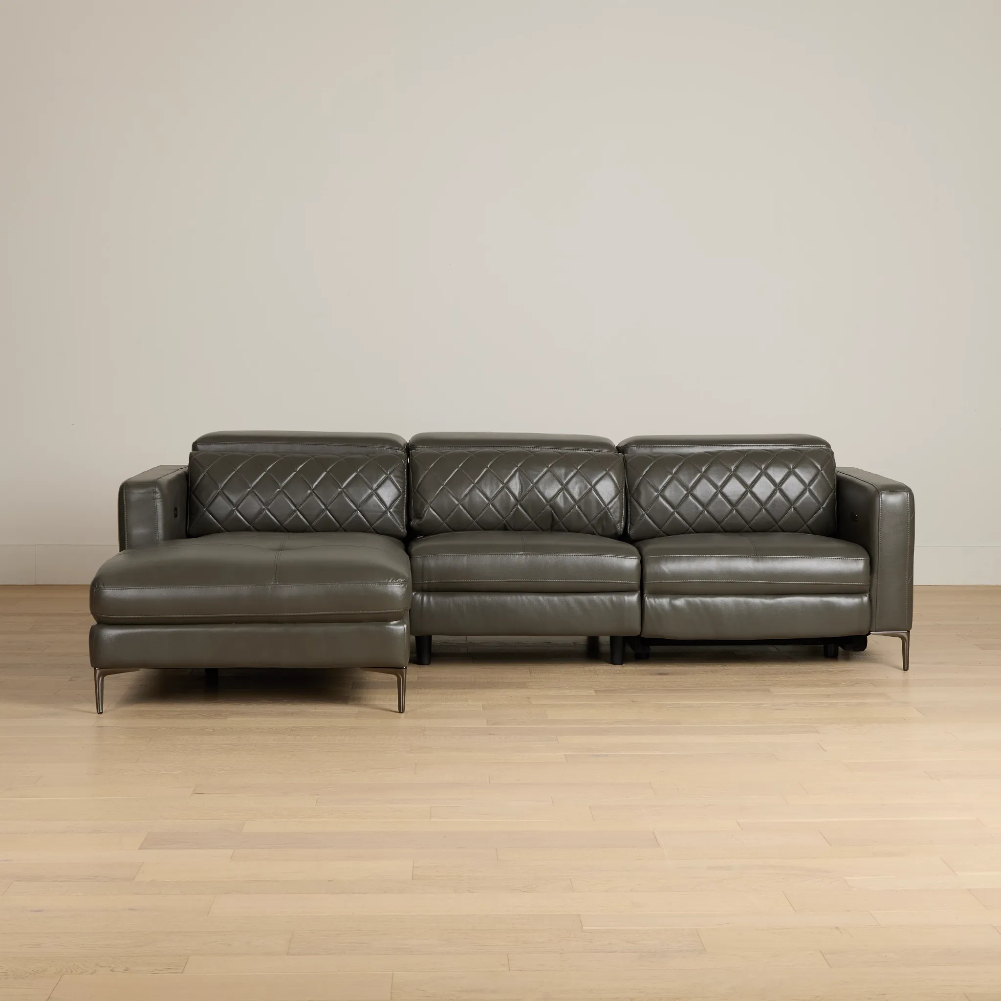 Ava Dark Gray Micro Left Chaise Power Reclining Sectional