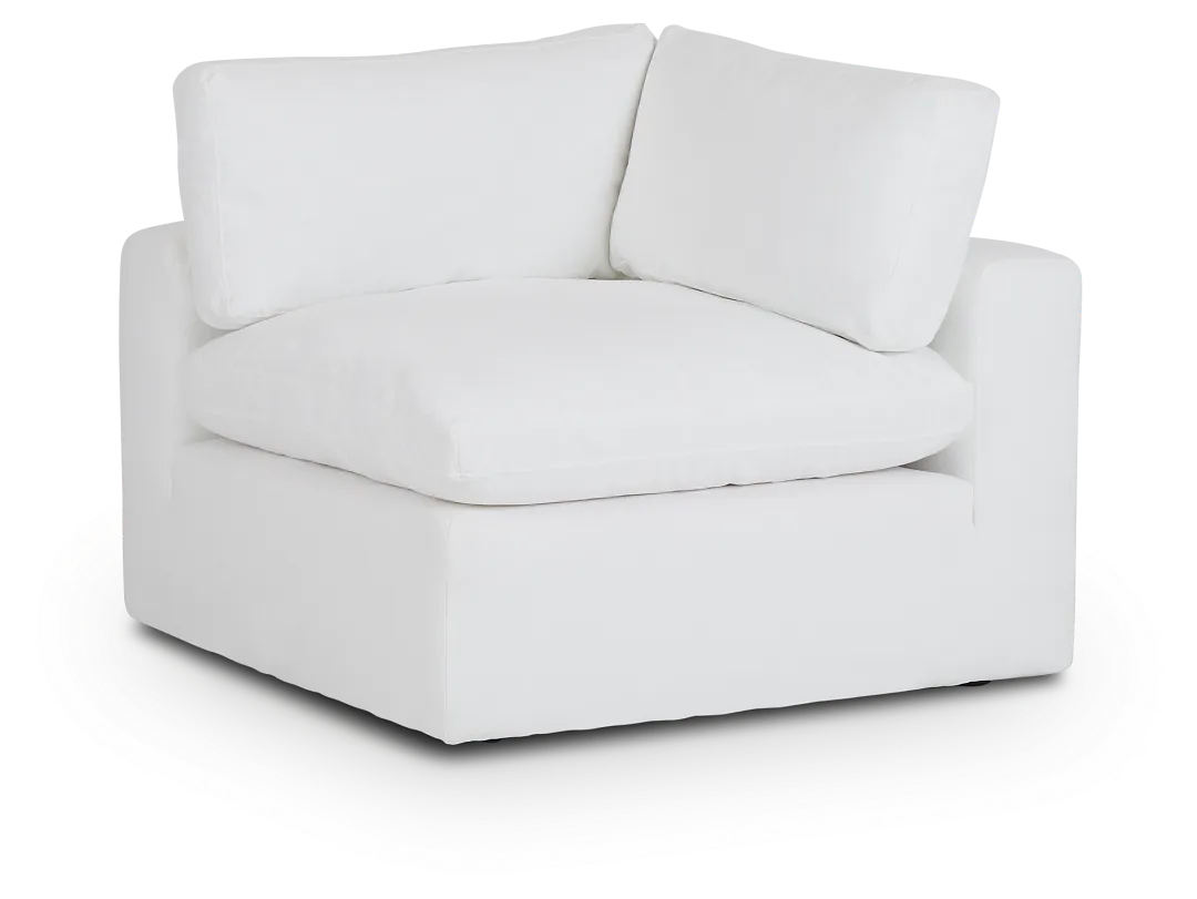 Grant White Fabric Corner Chair