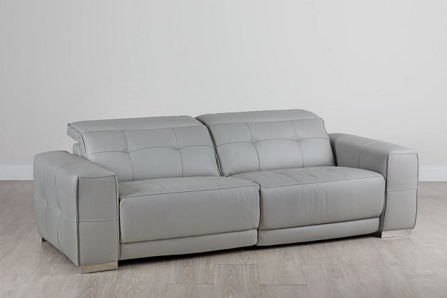 gray leather power reclining sofa