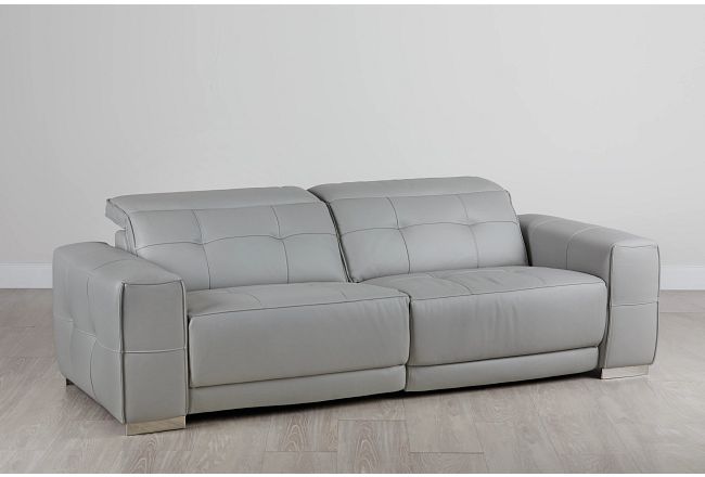 Reva Gray Leather Power Reclining Sofa