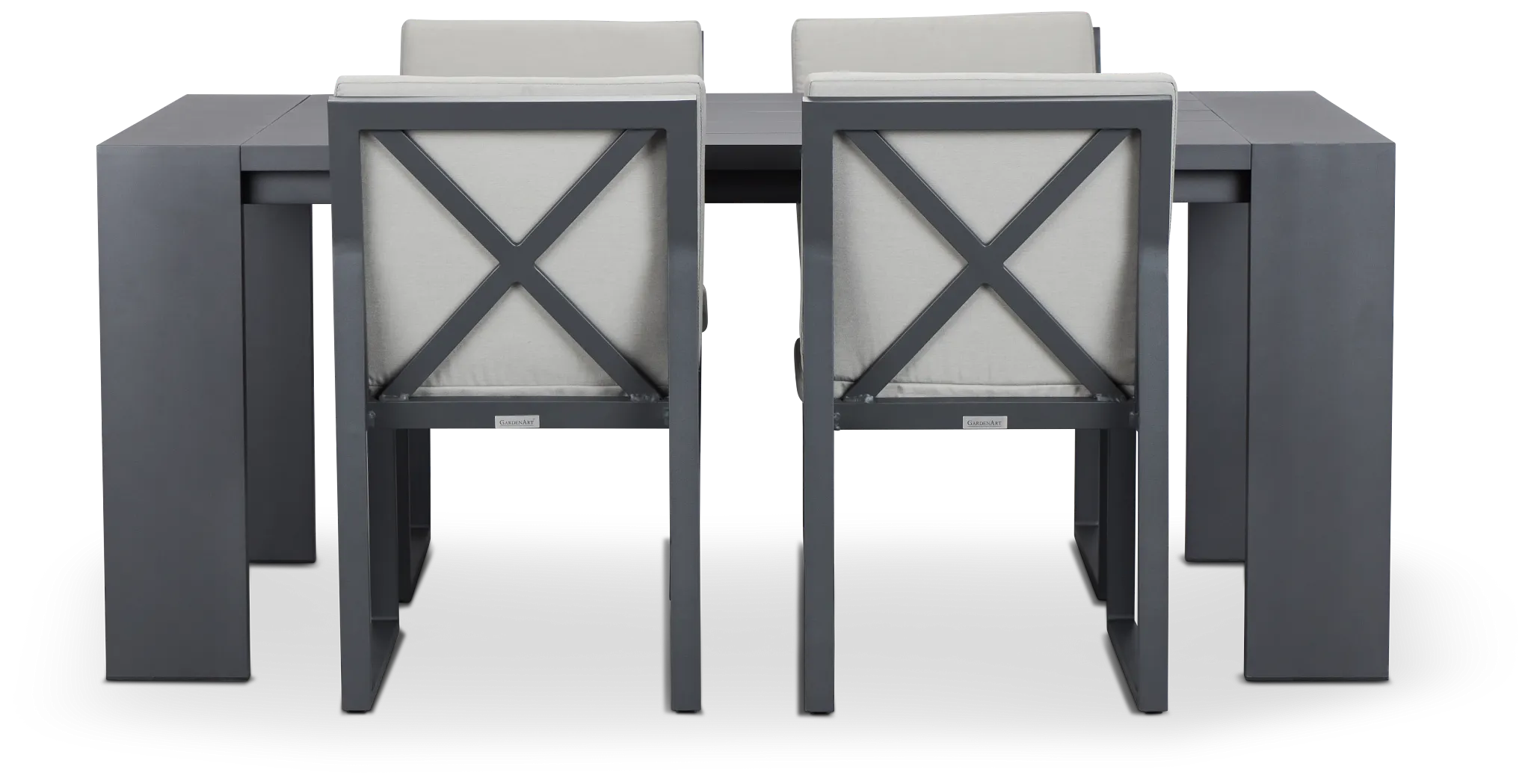 Linear Dark Gray 70" Aluminum Table & 4 Cushioned Side Chairs