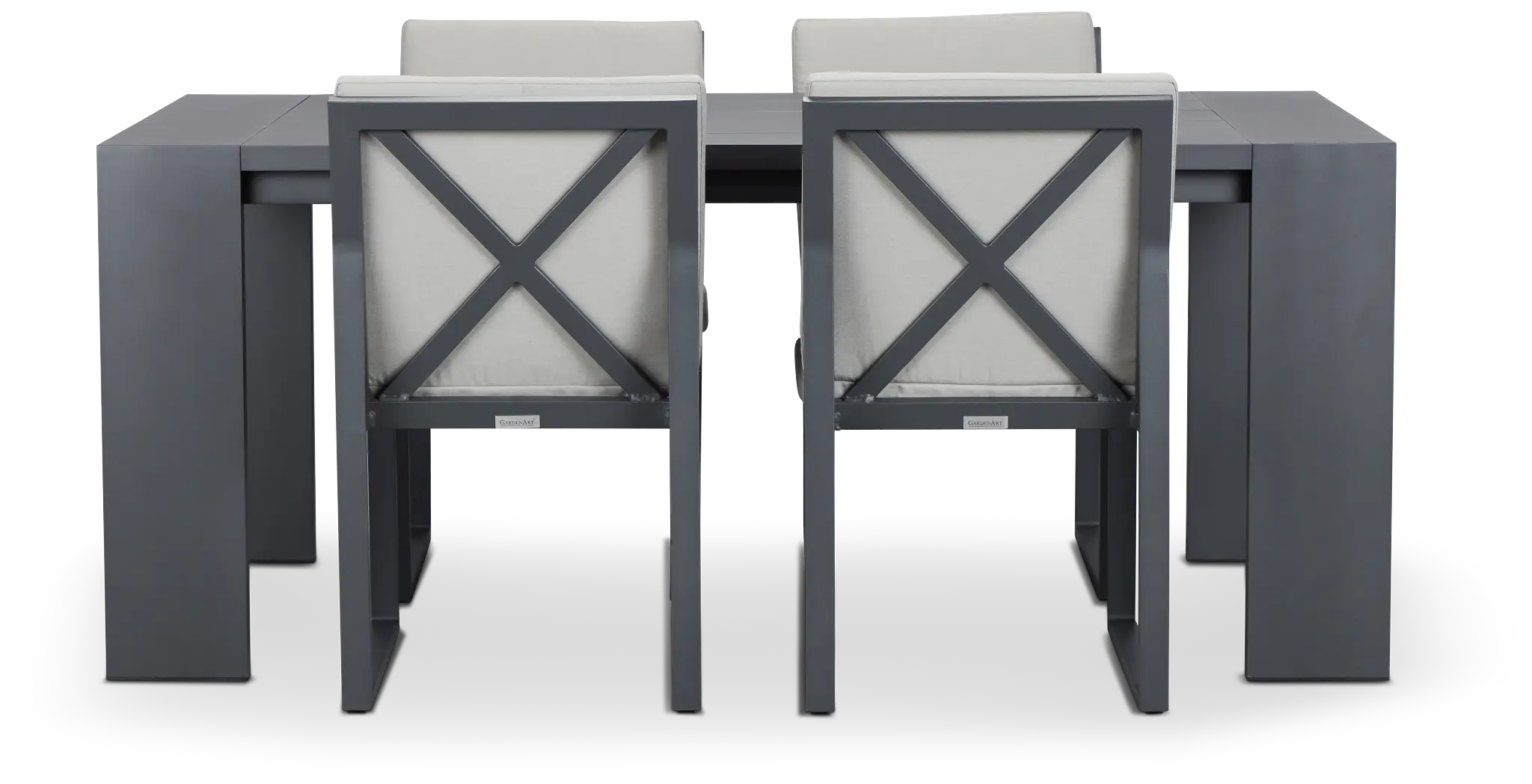 Linear Dark Gray 70" Aluminum Table & 4 Cushioned Side Chairs Linear Dark Gray 70" Aluminum Table & 4 Cushioned Side Chairs