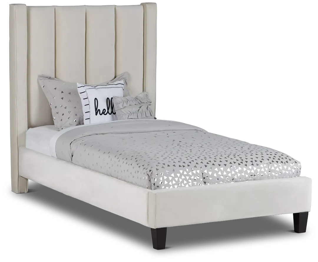 Audrey Beige Velvet Platform Bed