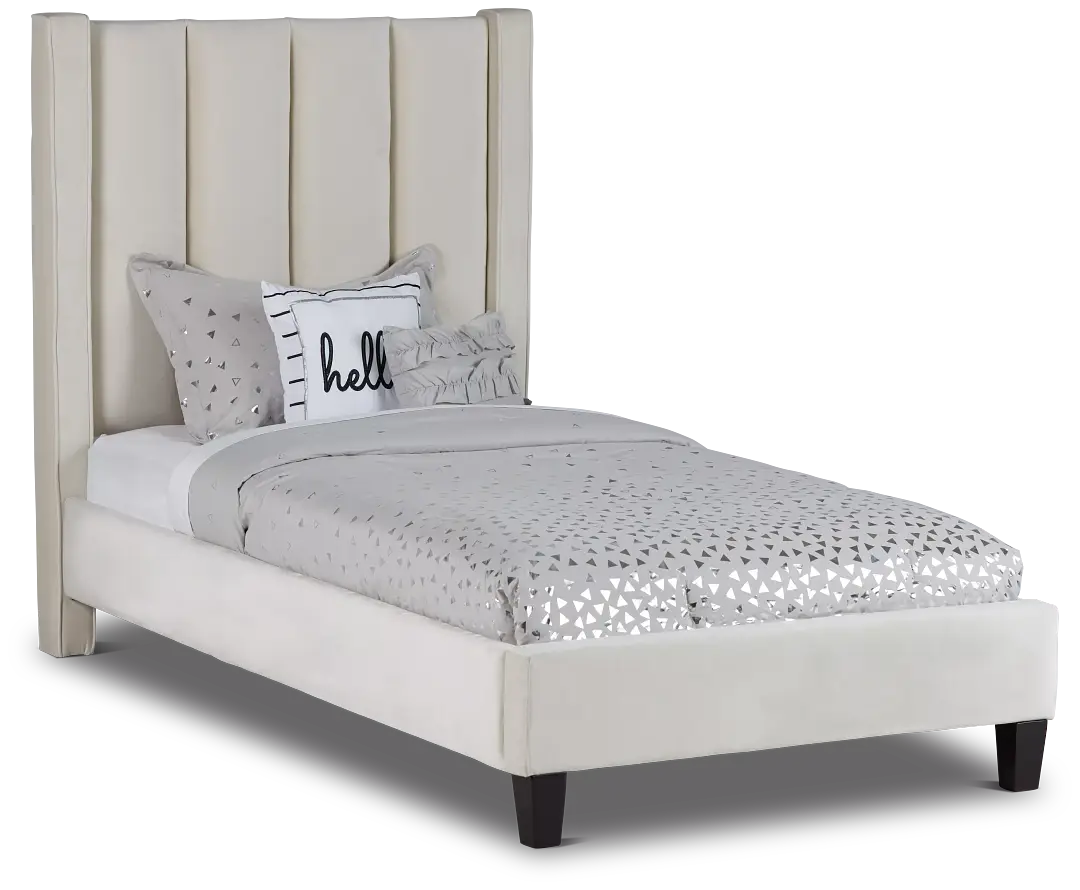 Audrey Beige Velvet Platform Bed Audrey Beige Velvet Platform Bed