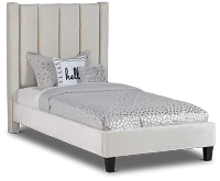 Audrey Beige Velvet Platform Bed