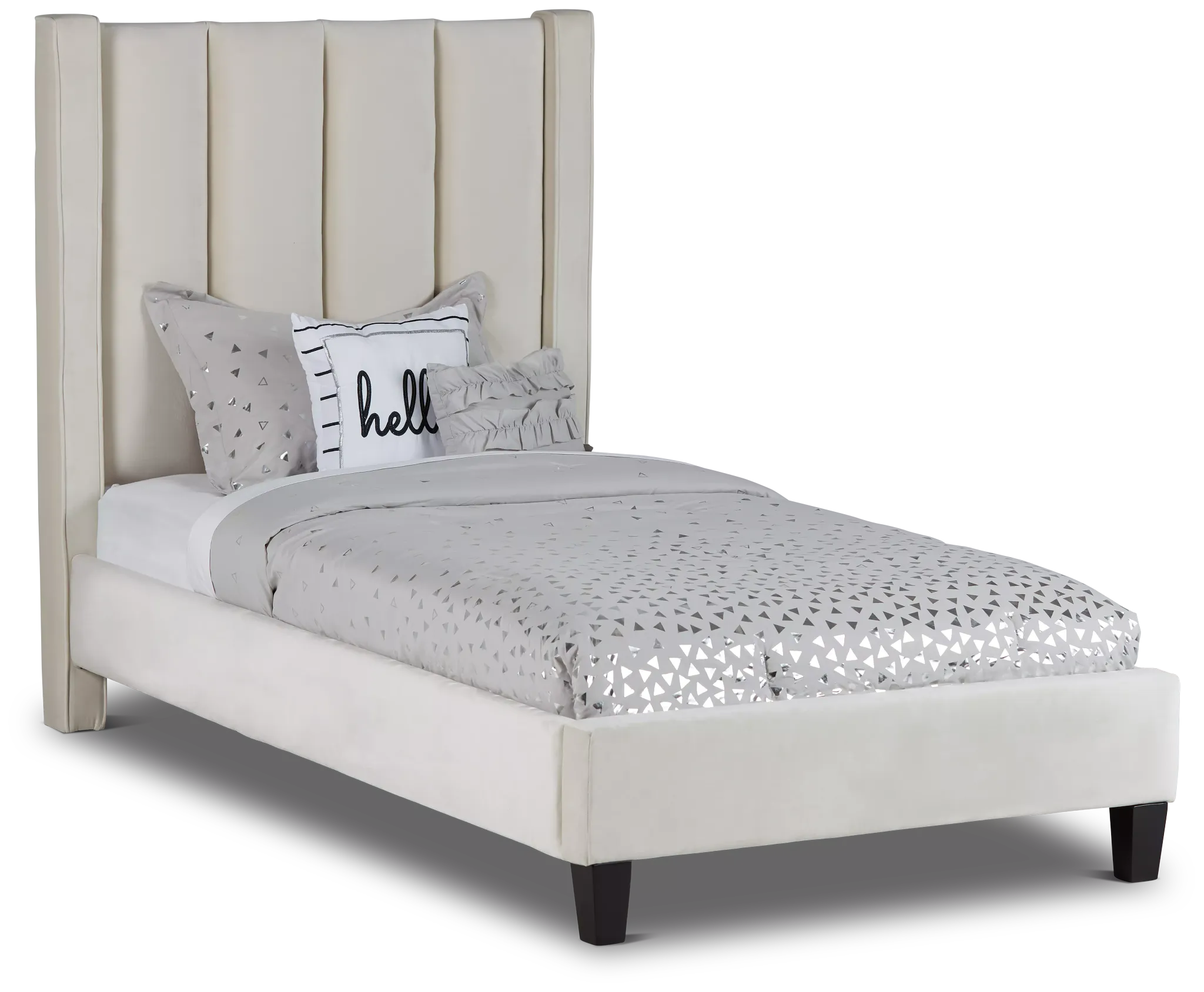 Audrey Beige Velvet Platform Bed