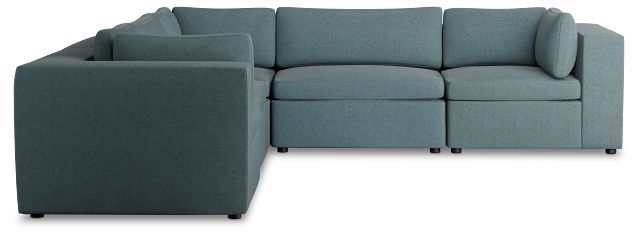 Destin Sutton Blue Fabric 5-piece Modular Sectional