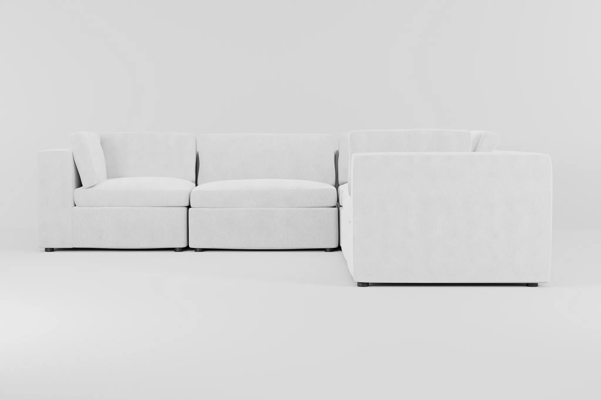 Destin Revenue White Fabric 5-piece Modular Sectional