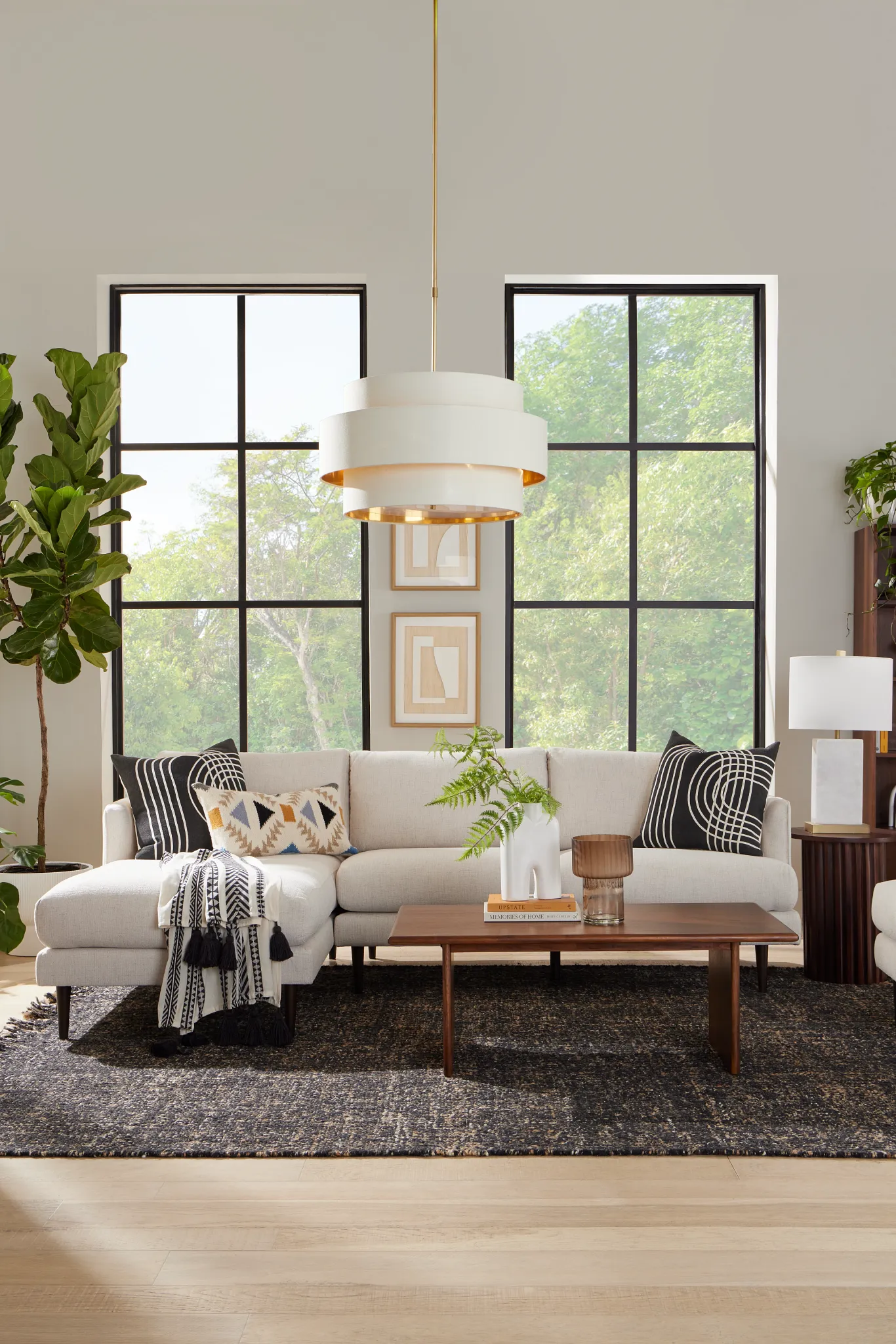 Easton Light Beige Fabric Left Chaise Sectional