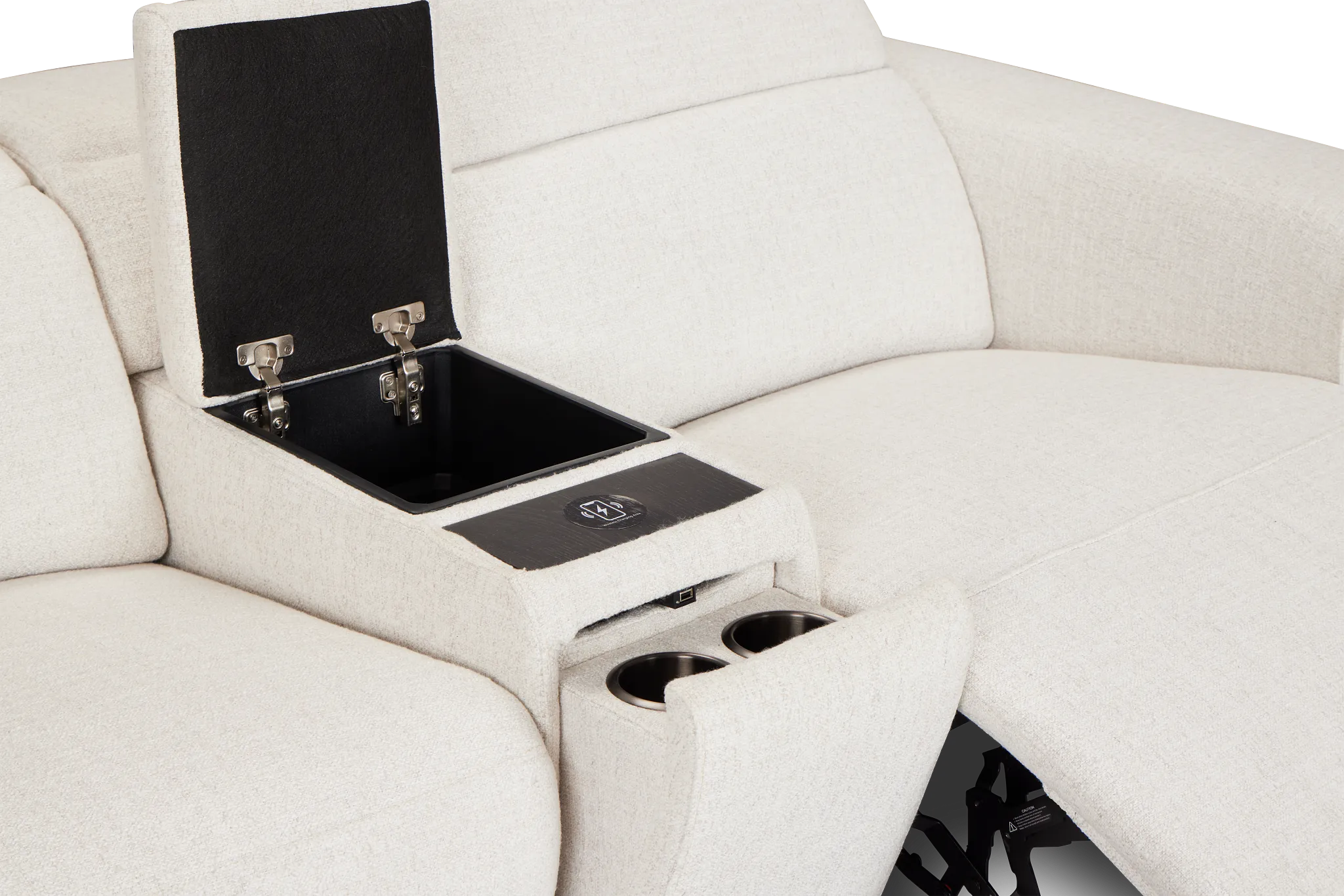 Ellis Light Beige Fabric Power Reclining Console Sofa