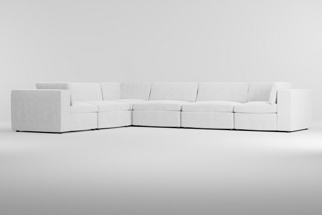 Destin Revenue White Fabric 6-piece Modular Sectional