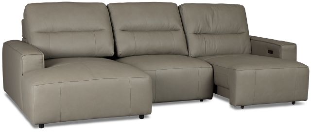 Rudy Gray Lthr/vinyl Left Power Extension Chaise Sectional